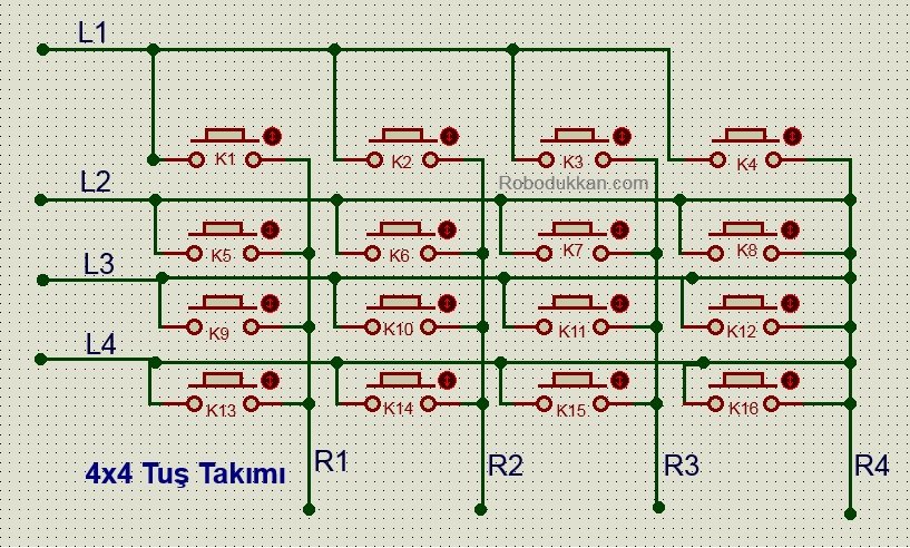 4x4 membran tuş takımı şeması